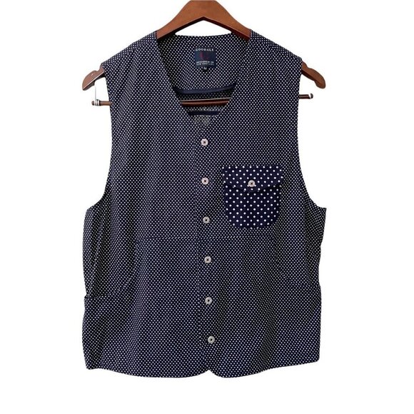 Goodale Blue White Polka Dot Button Up Formal Vest Men's Size Medium Suitwear - Picture 1 of 7